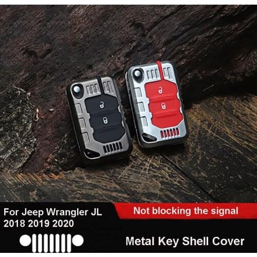 QHCP Car Key Case Aluminum Alloy Key Protection Cover Shell Metal Fashion Design For Jeep Wrangler JL 2018 2019 2020 Accessories
