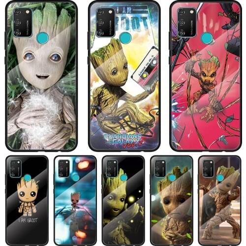 Baby Groot Cutest Tempered Glass Cover For Honor 30 20 10 9X 8X Pro Plus Lite Silicone Phone Case Coque