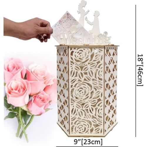 DIY Wooden Wedding Card Box Rustic Greeting Sign Holder for Anniversary Baby Shower Birthday Party Supplies P82C