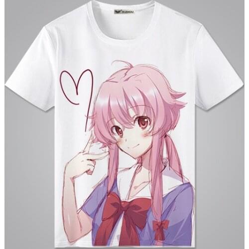 Future Diary Cosplay T Shirt Mirai Nikki Amano Yukiteru Gasai Yuno Cartoon Summer T-Shirt Women/Men Top Tee Cosplay Costume