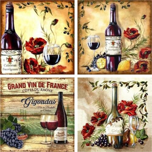 Huacan 5D Diamond Painting Wine New Arrival Full Square&Round Diamond Embroidery Mosaic Art Home Decor