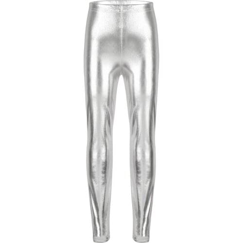 4-12 Yrs Fashion Girls Golden Leggings Stretch Skinny Pants Silver Shinnig Rose Color Kids Full Length Bottoms Metallic Leggings