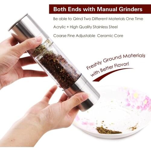 Pepper grinder Manual Stainless Steel Thumb Push Salt Pepper Spice Sauce Grinder Mill Herb Spice Grinder Kitchen Accessories