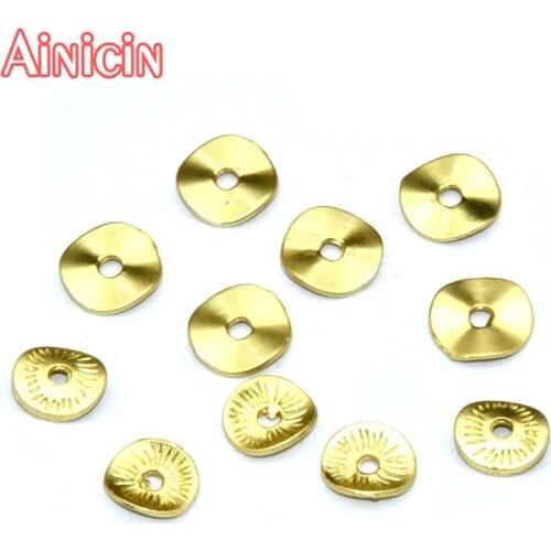 Fashion Jewelry Making Round Shape Waved Gold Palting Spacer Flake Beads For Bracelet Earrings Making Finsings 100pcs
