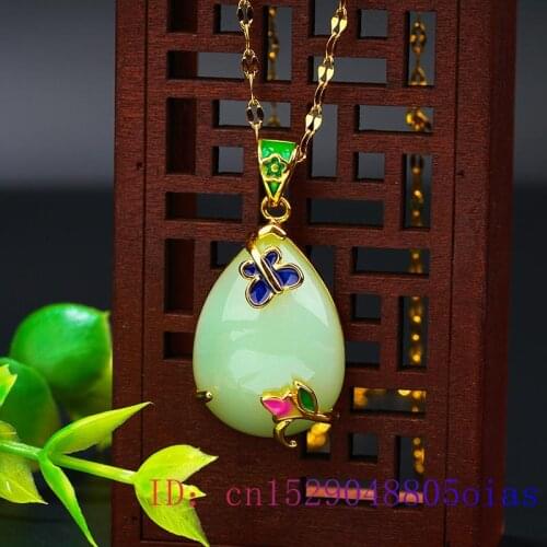 Jade Flower Pendant Amulet Natural Fashion Necklace Hetian Chinese Gifts Women 925 Silver Chalcedony Charm Jewelry