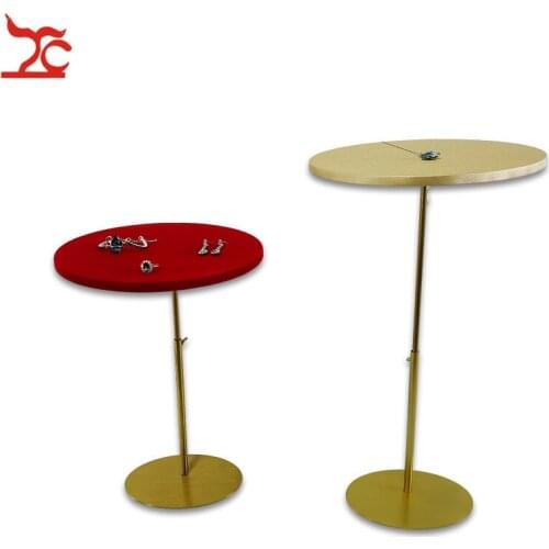 New Adjustable Metal Jewelry Display Raiser Rack Round Velvet Necklace Ring Bracelet Sunglasses Display Stand For Jewelry Shop