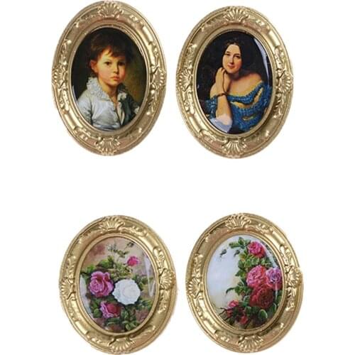 Newest 1:12 Dollhouse Miniature Framed Wall Painting Home Decor Room Items Novelty Funny Gifts Baby Kids Toy