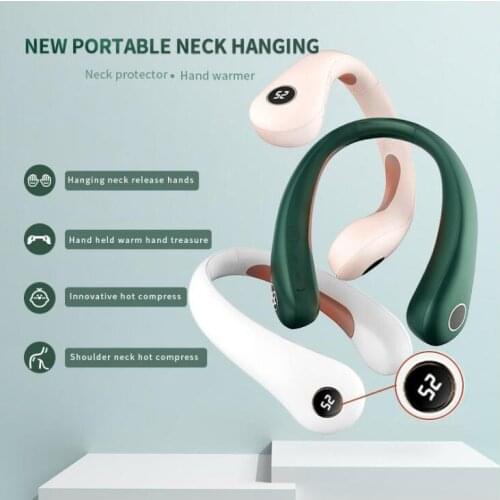 New Neck Protector Hand Warmer Creative Portable Digital Display USB Charging Electric Warmer Power Bank Neck Hung Heater