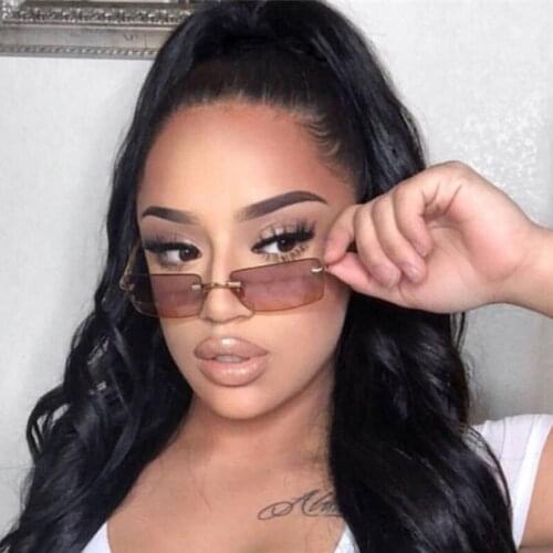 Rectangle Ladies Sunglasses Luxury Brand Women 2021 Rimless Square Polarized Sun Glasses for Ladies Zonnebril Dames Vrouwen Bril