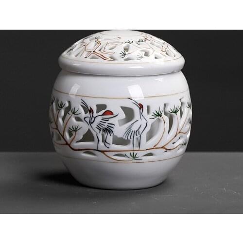 Jingdezhen Ceramic Porcelain Hollow Tea Storage Jar Office Teaware Kung Fu Tea Set Accessories Tieguanyin Tea Leaves Tanks Cans