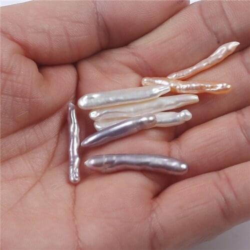 Freshwater long stick pearl natural color biwa pearl irregular shape loose pearl beads