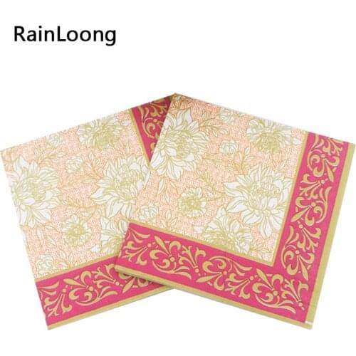 [RainLoong] Floral Paper Napkin Party Tissue Napkins Decoration Serviettes Decoration 1 pack (20pcs/pack)