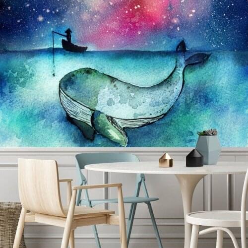 Whale Printed Tapestry Wall Hanging Mandala Tapestry Beach Picnic Mat Bedding Sheet Psychedelic Tapiz Home Decor Tapestries