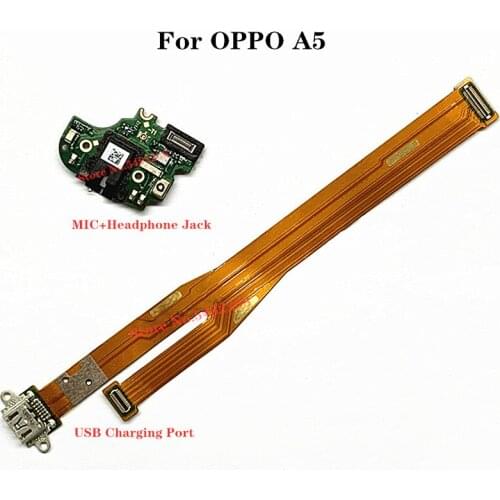 Original USB Charging Port Dock MIC Flex cable For OPPO A5 Quick Charge Charger Plug + Microphone Headphone Jack Board Connector