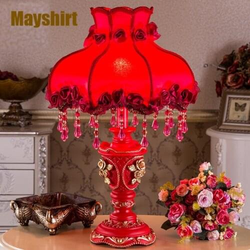 Nordic Wedding Resin Fabric Table Lamps Bedroom Bedside Dining Room Living Room Art Decor Modern Rose Folding LED Light Fixtures