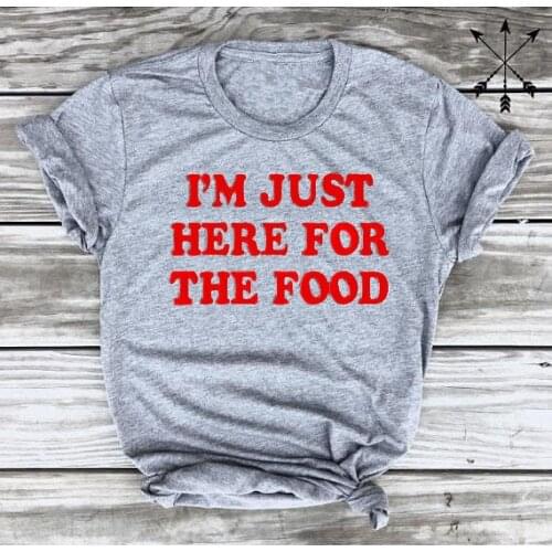 Skuggnas I'm Just Here for the Food Tee Funny Thanksgiving Tees Foodie T-Shirt Women Tumblr Graphic aesthetic tops camiseta