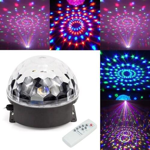 Voice Control LED Stage Lights Crystal Ball Light Laser Projector Lamp Colorful Disco Light Mini USB DJ Lamp Party Light