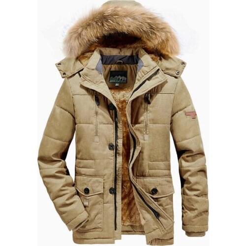 Trendy Winter Jacket Men Windbreak Plus Velvet Thick Warm Windproof Fur Coats Hooded Faux Fur Collar Streetwear Outwear