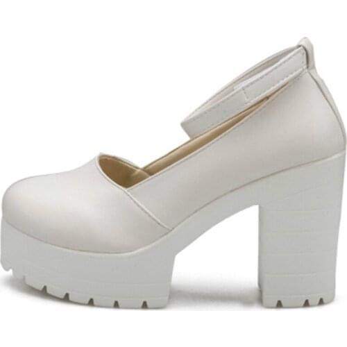 Buckle Platform Thick High Heels Square Heels Pumps Spring Summer Mary Janes Ladies Shoes Woman DWD2596
