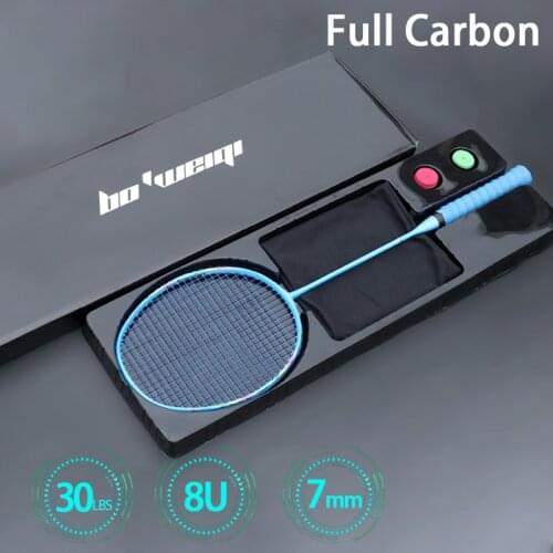 Ultralight 8U Carbon Fiber Badminton Racket With Gift Box 24-30LBS Professional Rackets Offensive Racquet Strings Bags Overgrip