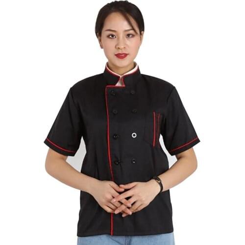 Men/Women Unisex Short Sleeve Stand Collar Double Breasted Chef Kitchen Uniform Jacket Summer рубашка Uniforms 2021 3XL