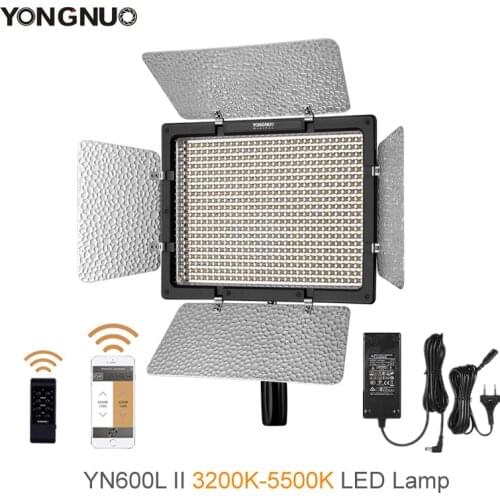 Yongnuo YN600L II 3200K-5500K LED Video Light with AC Adapter Set Support Remote Control by Phone App for Interview