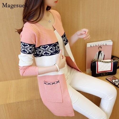 2021 Autumn Winter Casual Sweaters Women Print Long Cardigan Women Knit Sweater Women Fashion Plus Size Womens Sweaters 7479 50