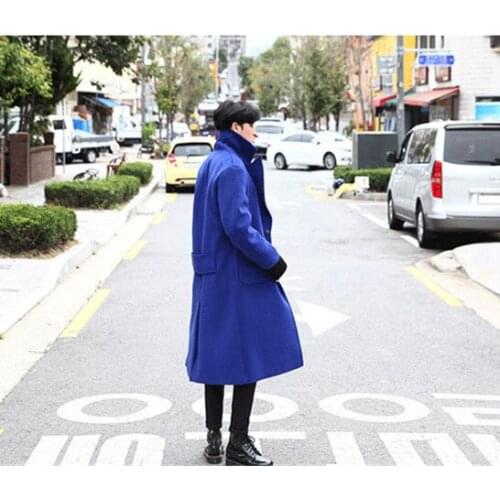 Winter Cashmere coat men long wool jacket Wram Thick Double breasted Overcoat Pea cot for men plus szie Outwear LX1105