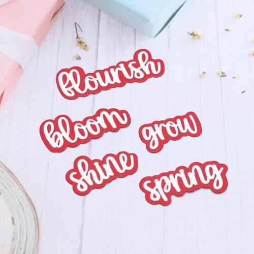 ZLDECOR Spring Shadow Words Metal Cutting Dies Stencils for DIY Scrapbooking Decorative Embossing DIY Paper Cards