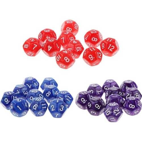10pcs 12 Sided Dice D12 Polyhedral Dice Family Party RPG Board Game Accessories