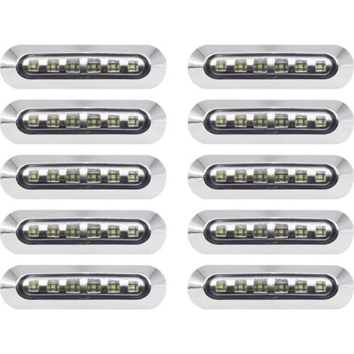 10x 12-24V White 6LED Truck Sidelight Lamp Marker Edge Trailer LED Rear Lorry Van Wagon Autotruck Perimeter Parking Light