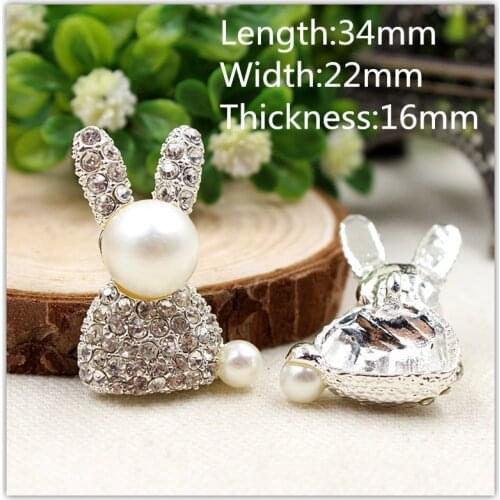 1551065,1 pcs,Rabbit shape metal jewelry Rhinestone pearl buttons,flower patterns buttons, garment accessories DIY materials