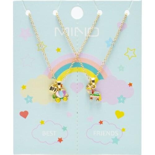 2 Pcs/lot BFF Unicorn Necklace Pumpkin Car Necklace for Kids Girls Letter Best Friends Forever Animal Collares Couple Jewellery