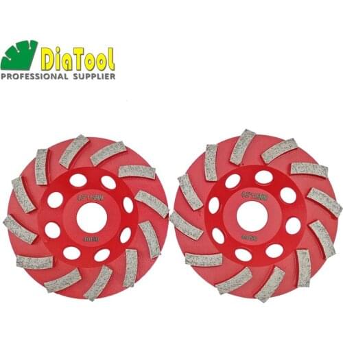 DIATOOL 2PCS 4.5"/115MM Segmented Turbo Diamond Grinding Cup Wheel For Concrete And Masonry Material, Diamond Grinding Discs