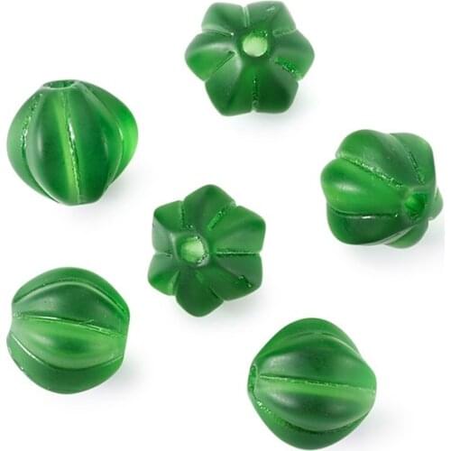 20pcs 10mm Lampwork Glass Frosted Beads Murano Jewelry Making Findings Accessories Necklace DIY Loose Beads Lantern Green
