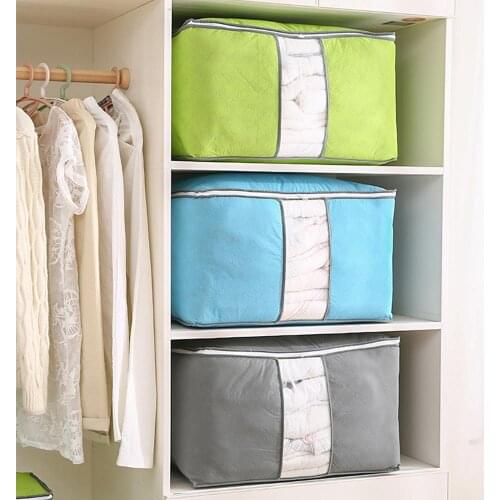 2019 New Quilt Storag Home Storage Organizer Portable Anti-dust Wardrobe Bamboo Clothes Bag Storage Box