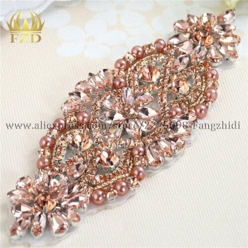 30pieces) Wholesale Handmade Hotfix Cristal Diamate Peach Rhinestone Applique for Garments Dresses Headbands Bridal sashes