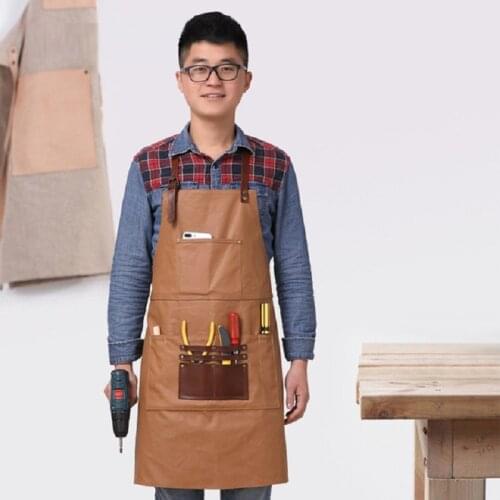 A011 Craftsman Design Canvas Apron Welding Apron Retro Work Apron Wear-resistant Scraping Rubber Waterproof Coffee Shop Aprons