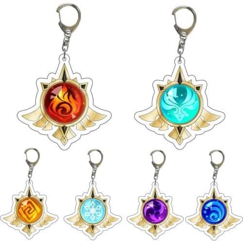 Anime Genshin Impact Keychain Element Vision Gods Eye Mondstadt Liyue Harbor Accessories Bag Pendant Key Chain for Girl Gifts