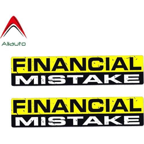 Aliauto 2 X Personality Car Sticker Financial Mistake Body Decal PVC for Renault Opel Seat Vw Nissan Suzuki Peugeot Gt,15cm*3cm