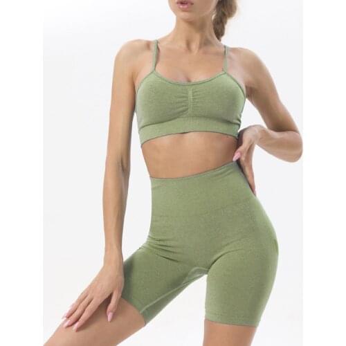 Seamless Women Sport Suit Gym Set Sexy Bra Seamless Shorts Workout Running Clothing Gym Wear Athletic Yoga Set