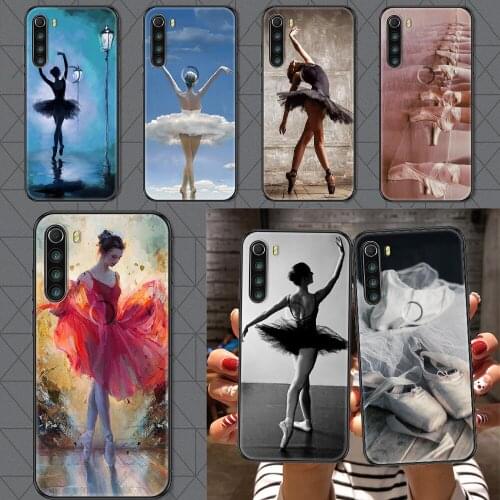 Ballerina Dance Ballet Girl Shoes Phone case For Xiaomi Redmi Note 7 7A 8 8T 9 9A 9S 10 K30 Pro Ultra black painting hoesjes