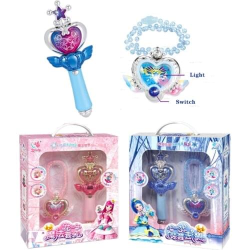 Flower Fairy Magic Wand Children Fairy Colorful Light Magic Wand Princess Love Necklace Ornaments Play girl Dollhouse Toy gift