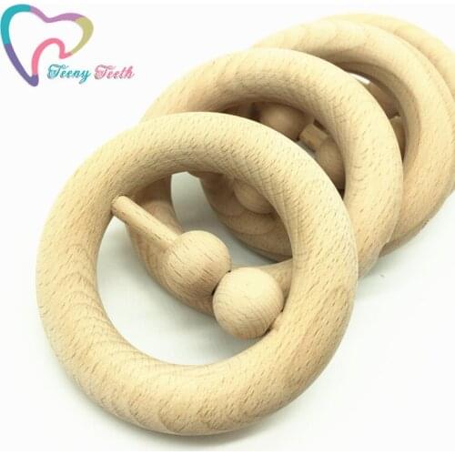 Teeny Teeth 10PCS Beech Wooden Rattle Teethers Chew Wood Beads Rattling Teething Montessori Toys Food Grade Wooden Baby Rattle