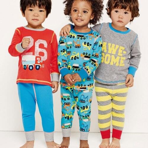 Childrens pajamas cartoon knitted long-sleeved tracksuit suit boy