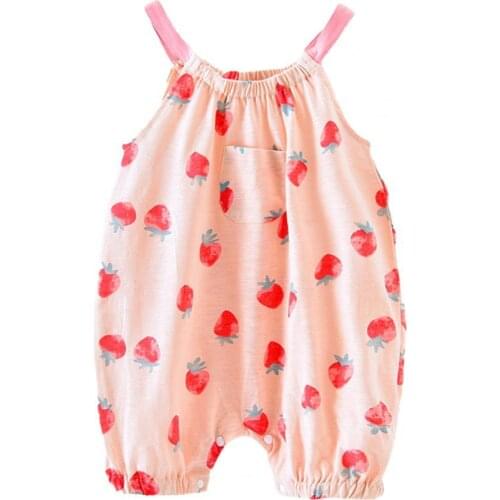 Baby Onesies Cartoon Fruit Pattern Breathable Soft Infant Unisex Sling Jumpsuit for Summer