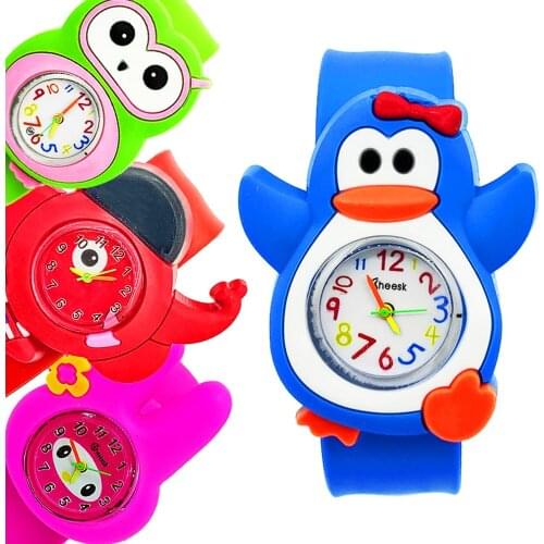 Baby Learn Time Toys Children Watch Penguin/Bunny/Bird/Elephant Boys Watches Bracelet Kids Quartz Watches for Girls Boys Gift