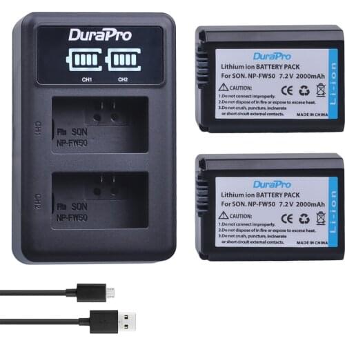 2pc NP-FW50 NP FW50 Li-ion Battery+ LED Charger For Sony A6000 NEX-7 NEX-5N NEX-F3 3D NEX-3DW NEX-3K NEX-5C Alpha 7R II NP-FW50