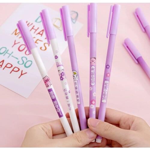 12 styles Cute Purple Small Fresh Text Gel Pen Student School Writing Stationery Office Novelty Gift Supplies
