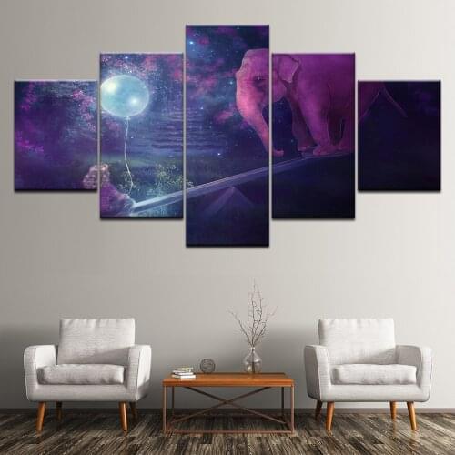 HD Print 5 pcs canvas wall art elephant family Painting Canvas modern home decor wall art picture for living room decor Artwork